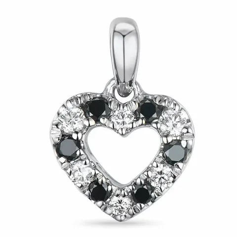 hjärta sort diamant diamantberlocker i 14 carat vitguld 0,104 ct 0,102 ct