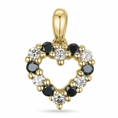 hjärta sort diamant diamantberlocker i 14 carat guld 0,132 ct 0,132 ct