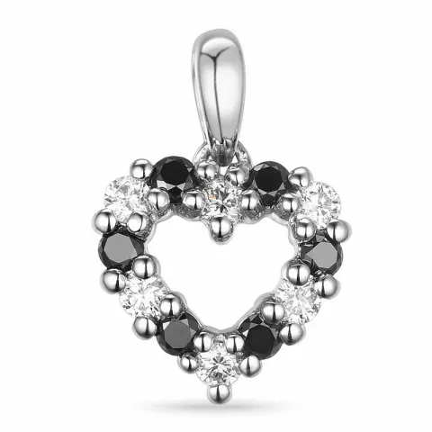 hjärta sort diamant diamantberlocker i 14  carat vitguld 0,132 ct 0,132 ct
