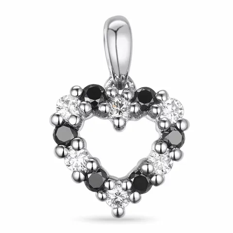 hjärta sort diamant diamantberlocker i 14 carat vitguld 0,132 ct 0,132 ct