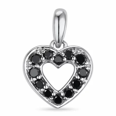 hjärta sort diamant hängen i 14 carat vitguld 0,149 ct