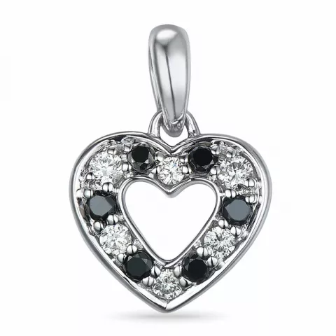 hjärta sort diamant hängen i 14  carat vitguld 0,083 ct 0,066 ct