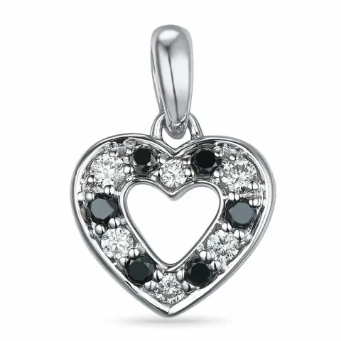 hjärta sort diamant hängen i 14 carat vitguld 0,083 ct 0,066 ct