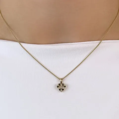 hjärta sort diamant diamantberlocker i 14 carat guld 0,09 ct 0,09 ct