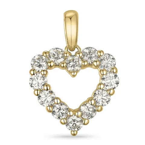 hjärta diamant hängen i 14 carat guld 0,96 ct