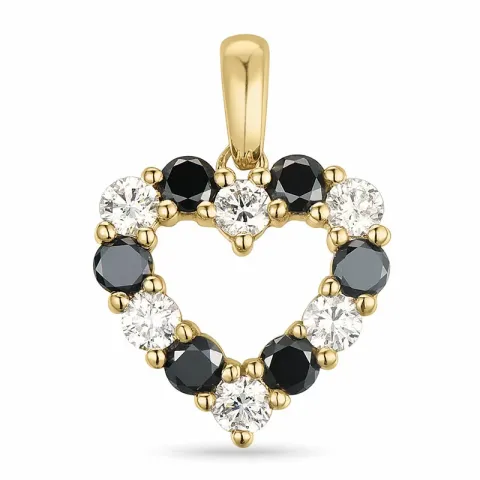 hjärta sort diamant diamantberlocker i 14 carat guld 0,48 ct 0,48 ct