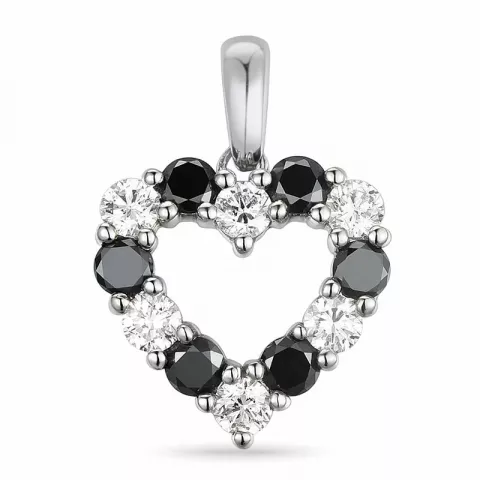 hjärta sort diamant diamantberlocker i 14  carat vitguld 0,48 ct 0,48 ct