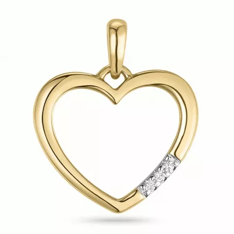 hjärta diamantberlocker i 14  carat guld- och vitguld 0,015 ct