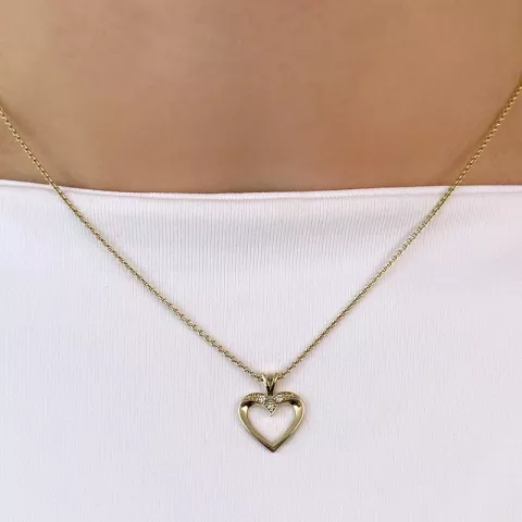 hjärta diamant hängen i 14  carat guld 0,041 ct