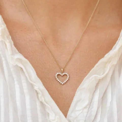 hjärta diamant hängen i 14  carat guld 0,33 ct