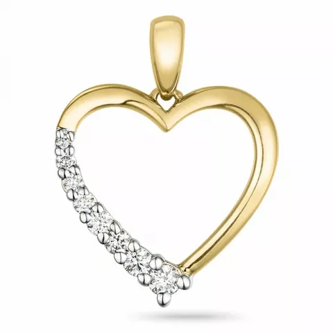 hjärta diamant hängen i 14  carat guld- och vitguld 0,162 ct