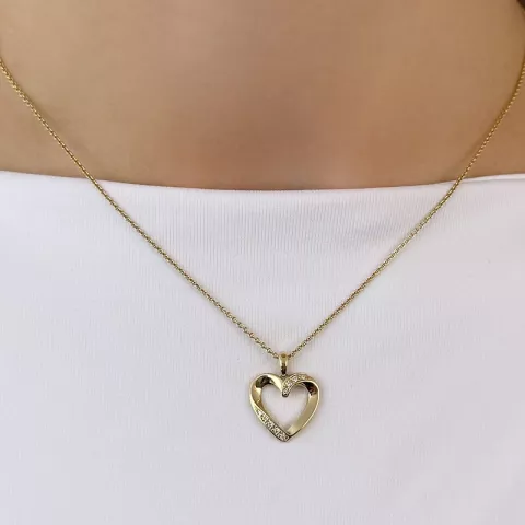 hjärta diamant hängen i 14  carat guld 0,064 ct