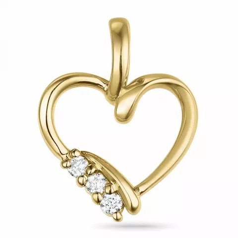 hjärta diamant hängen i 14  carat guld 0,037 ct