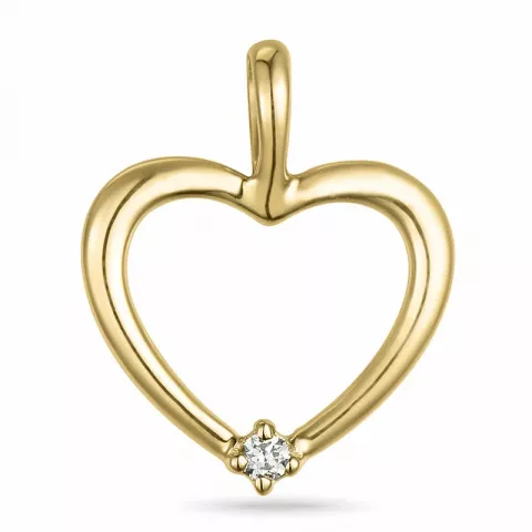 hjärta diamant hängen i 14  carat guld 0,019 ct