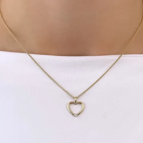 hjärta diamant hängen i 14  carat guld 0,019 ct
