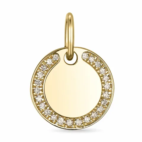 platta diamant hängen i 14 carat guld 0,10 ct