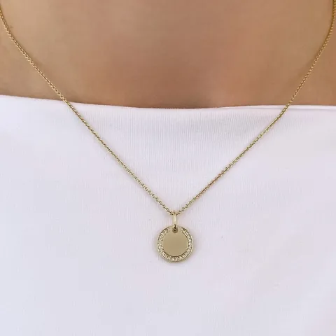 platta diamant hängen i 14 carat guld 0,10 ct