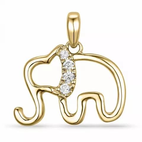elefant diamant hängen i 14  carat guld 0,04 ct