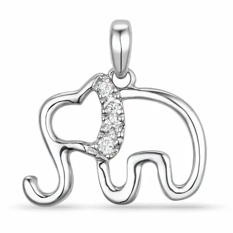elefant diamant hängen i 14 carat vitguld 0,047 ct