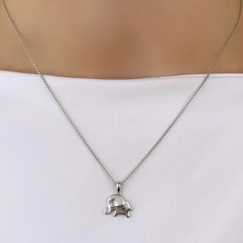 elefant diamant hängen i 14  carat vitguld 0,022 ct