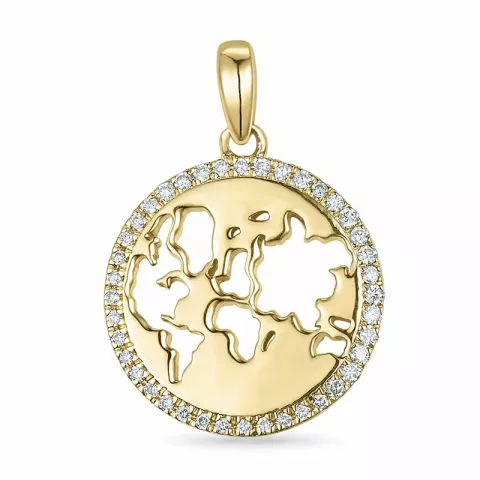 world diamant hängen i 14  carat guld 0,088 ct