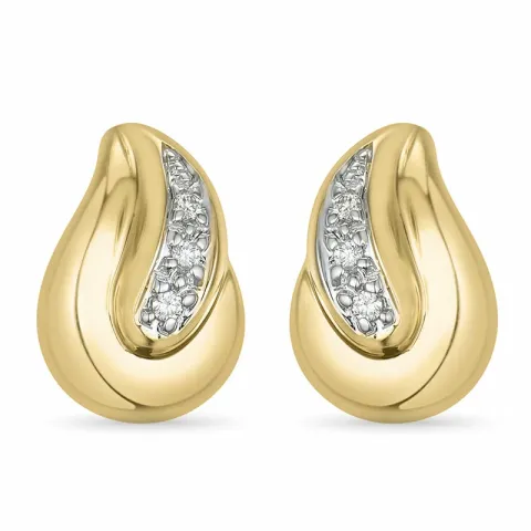 droppe diamant örhängestift i 14 karat guld och vitguld med diamant 