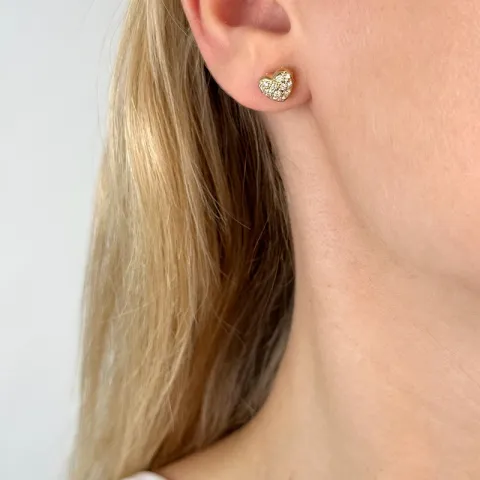 hjärta diamant örhängen i 14 karat guld med diamant 