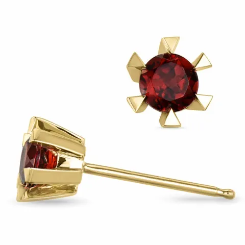 2 x 0,28 ct granat solitäreörhängestift i 14 karat guld med granat
