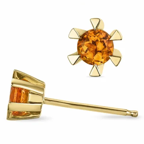2 x 0,19 ct citrin solitäreörhängestift i 14 karat guld med citrin