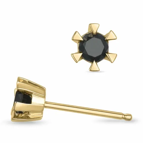 2 x 0,15 ct svarta diamant solitäreörhängestift i 14 karat guld med svart diamant