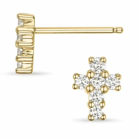 kors briljiantöronringar i 14 karat guld med diamant
