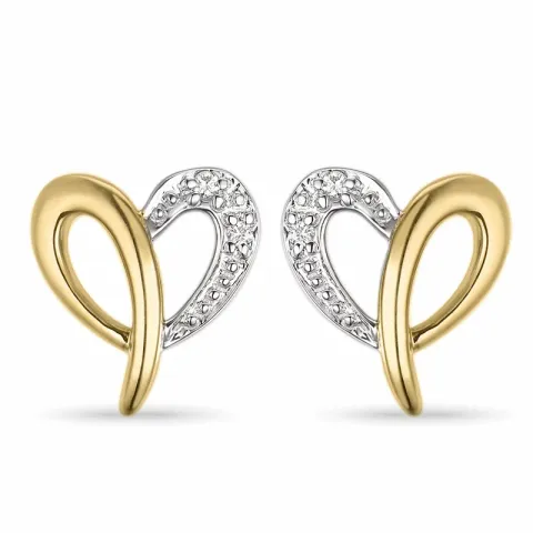 hjärta diamant örhängestift i 14 karat guld och vitguld med diamant