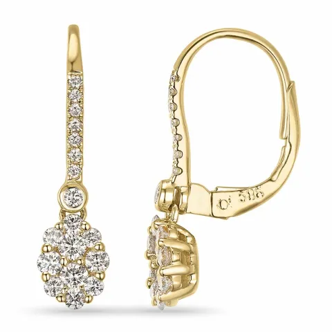 långa ovala diamant creol i 14 karat guld med diamant