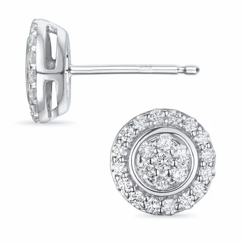runda diamant örhängestift i 14 karat vitguld med diamant