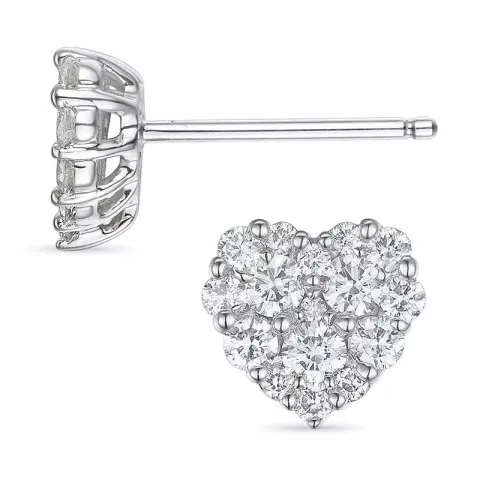 hjärta briljant örhängestift i 14 karat vitguld med diamant