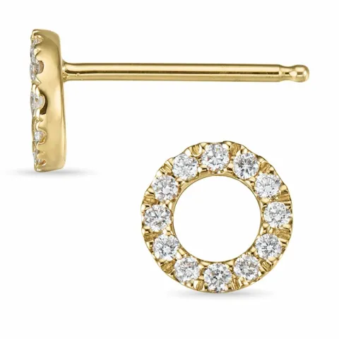 runda briljant örhängestift i 14 karat guld med diamant