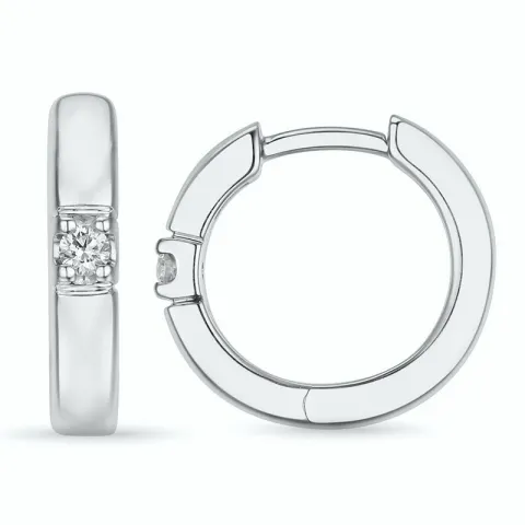 13 mm diamant creol i 14 karat vitguld med diamant