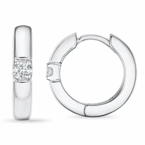 14 mm diamant creol i 14 karat vitguld med diamant 