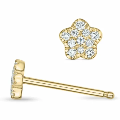 blommor briljant örhängestift i 14 karat guld med diamant