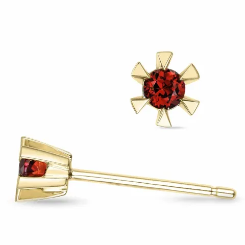 2 x 0,06 ct Kollektionsprov granat solitäreörhängestift i 14 karat guld med granat