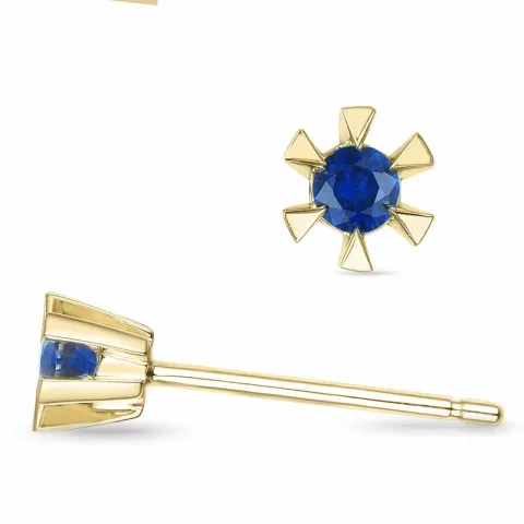 2 x 0,07 ct safir solitäreörhängestift i 14 karat guld med safir