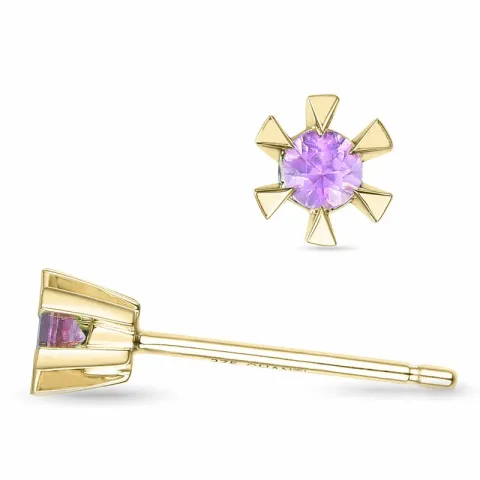 2 x 0,07 ct rosa safir solitäreörhängestift i 14 karat guld med rosa safir