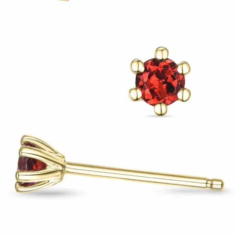 2 x 0,14 ct granat solitäreörhängestift i 14 karat guld med granat