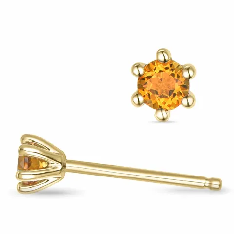 2 x 0,10 ct citrin solitäreörhängestift i 14 karat guld med citrin