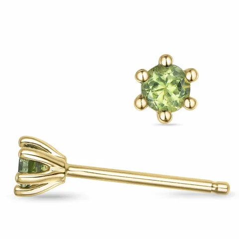 2 x 0,12 ct peridot solitäreörhängestift i 14 karat guld med peridot