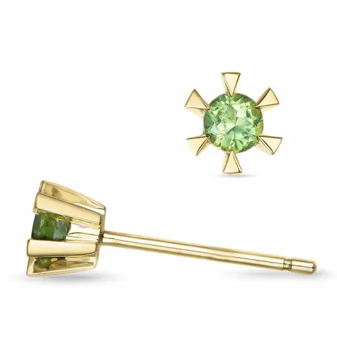2 x 0,12 ct peridot solitäreörhängestift i 14 karat guld med peridot