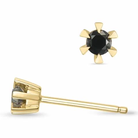 2 x 0,10 ct svarta diamant solitäreörhängestift i 14 karat guld med svart diamant