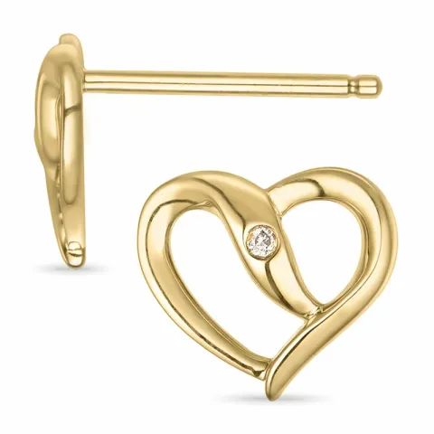 hjärta briljant örhängen i 14 karat guld med diamant 
