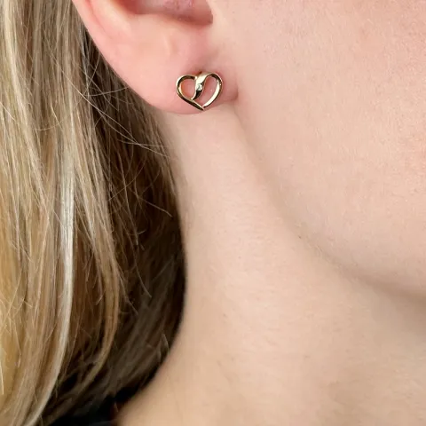 hjärta briljant örhängen i 14 karat guld med diamant 