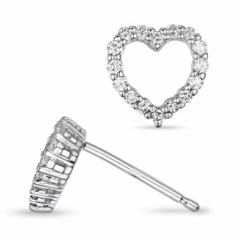 hjärta örhängestift i 14 karat vitguld med diamant